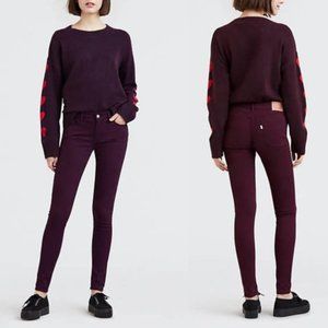 Levis 710 Maroon Super Skinny Stretch Jeans